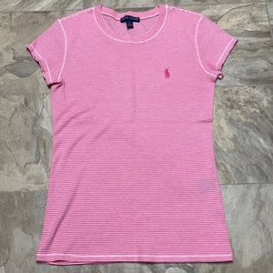 Ralph Lauren pink and white striped shirt women's size S